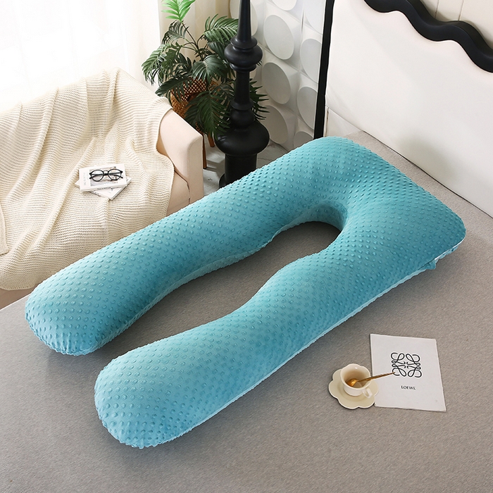 91家纺网 家纺一手货源 找家纺 永光家居 2025新款孕妇枕U型 绒豆豆绿靠垫抱枕床头靠枕跨境