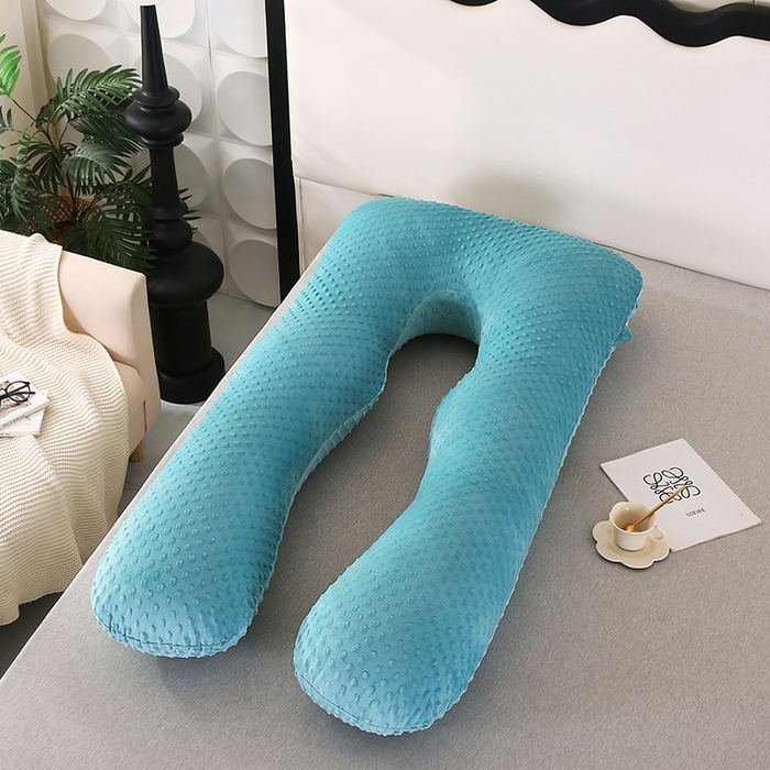 91家纺网 家纺一手货源 找家纺 永光家居 2025新款孕妇枕U型 绒豆豆绿靠垫抱枕床头靠枕跨境