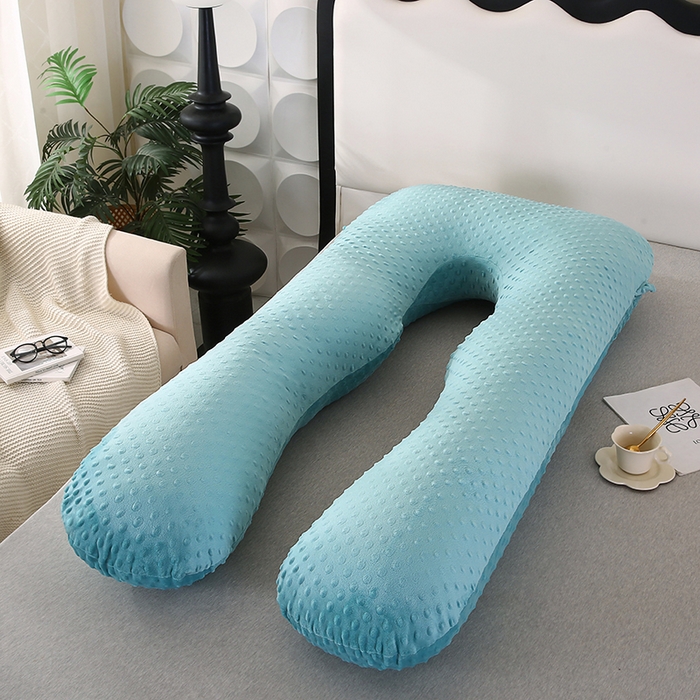 91家纺网 家纺一手货源 找家纺 永光家居 2025新款孕妇枕U型 绒豆豆绿靠垫抱枕床头靠枕跨境