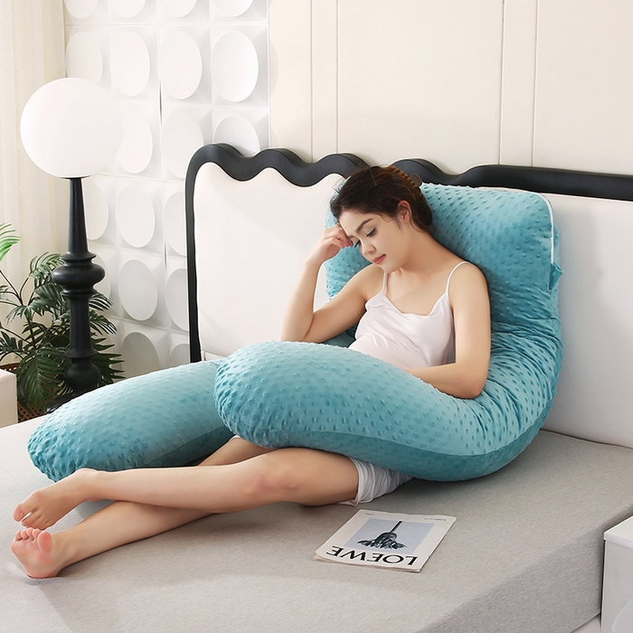 91家纺网 家纺一手货源 找家纺 永光家居 2025新款孕妇枕U型 绒豆豆绿靠垫抱枕床头靠枕跨境