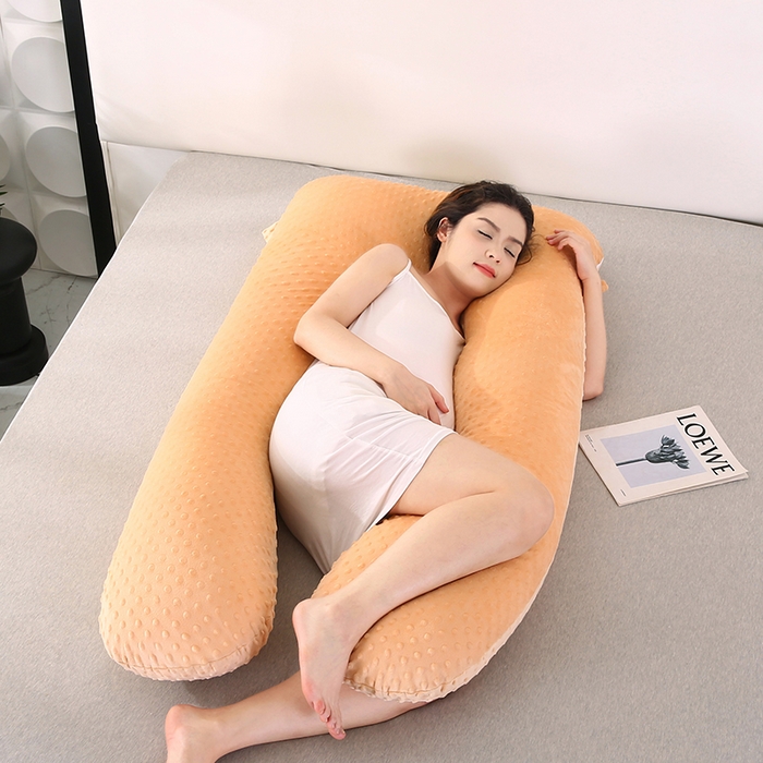 91家纺网 家纺一手货源 找家纺 永光家居 2025新款孕妇枕头U型 绒豆豆驼床头靠垫抱枕靠枕跨境