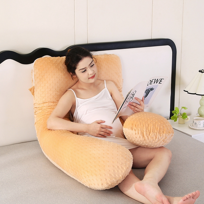 91家纺网 家纺一手货源 找家纺 永光家居 2025新款孕妇枕头U型 绒豆豆驼床头靠垫抱枕靠枕跨境