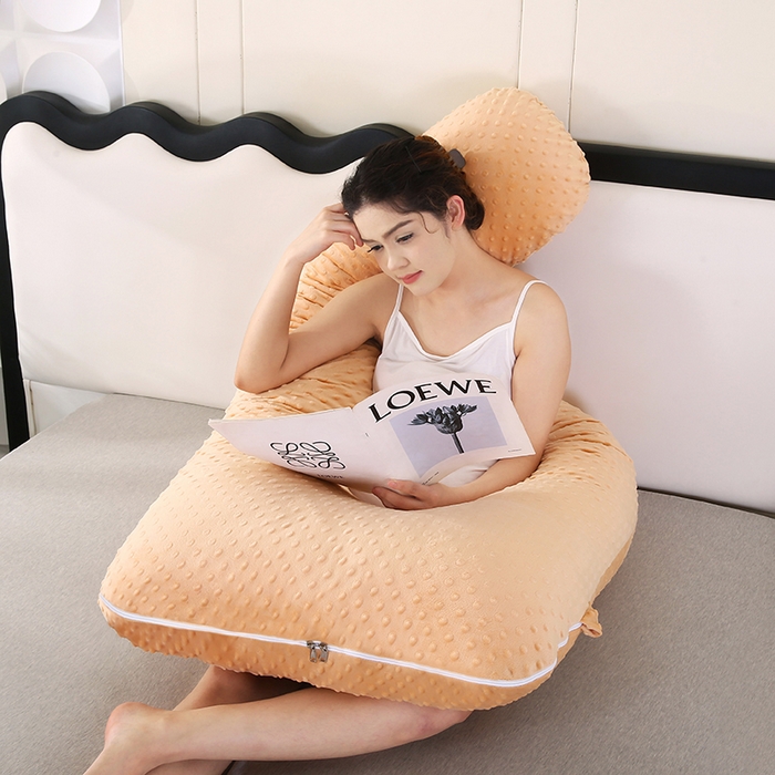 91家纺网 家纺一手货源 找家纺 永光家居 2025新款孕妇枕头U型 绒豆豆驼床头靠垫抱枕靠枕跨境