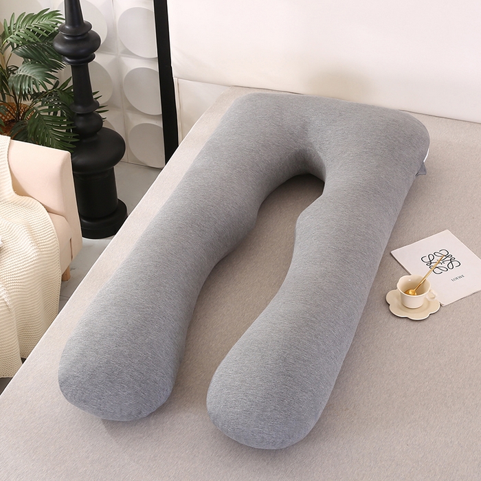 91家纺网 家纺一手货源 找家纺 永光家居 2025新款孕妇枕U型 针织布棉灰靠枕抱枕床头靠垫跨境