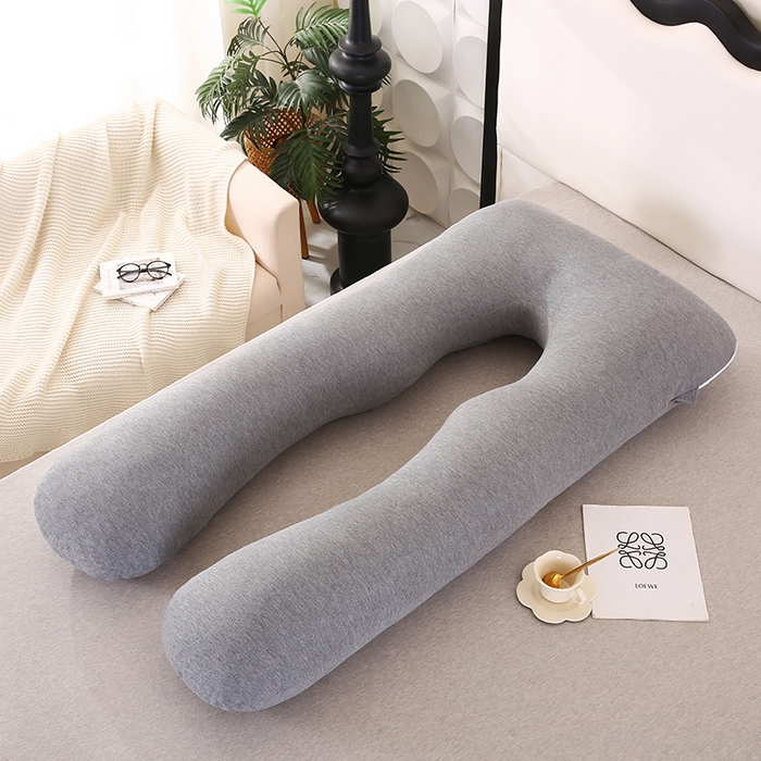 91家纺网 家纺一手货源 找家纺 永光家居 2025新款孕妇枕U型 针织布棉灰靠枕抱枕床头靠垫跨境