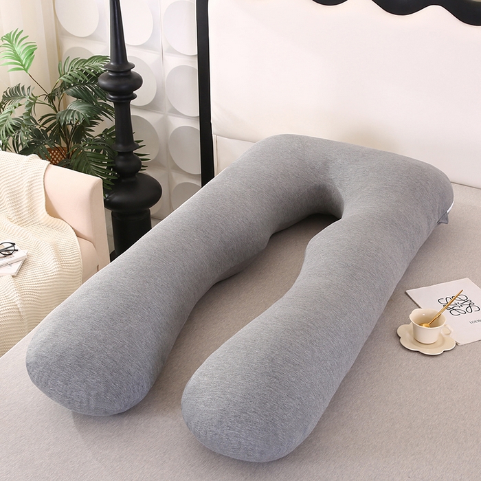 91家纺网 家纺一手货源 找家纺 永光家居 2025新款孕妇枕U型 针织布棉灰靠枕抱枕床头靠垫跨境
