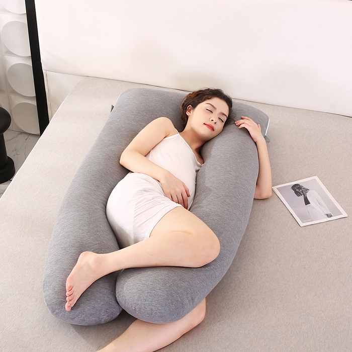 91家纺网 家纺一手货源 找家纺 永光家居 2025新款孕妇枕U型 针织布棉灰靠枕抱枕床头靠垫跨境