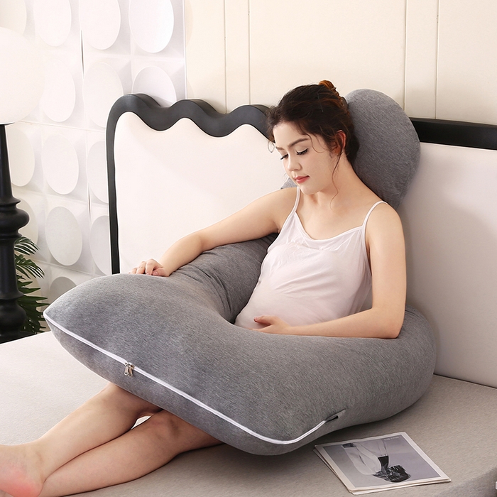 91家纺网 家纺一手货源 找家纺 永光家居 2025新款孕妇枕U型 针织布棉灰靠枕抱枕床头靠垫跨境