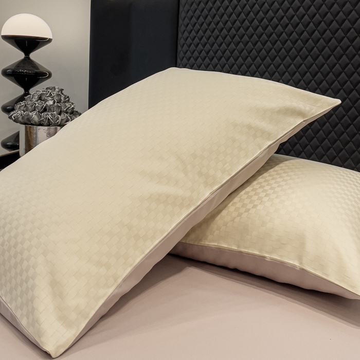 （总）金鑫汇家纺 2024新款长绒棉提花小方格系列四件套单品系列-单枕套