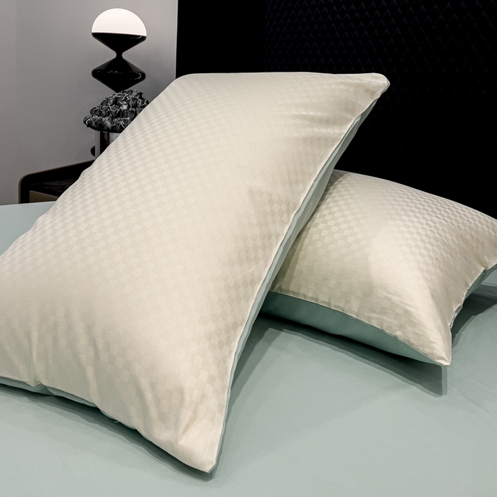 91家纺网 家纺一手货源 找家纺 （总）金鑫汇家纺 2024新款长绒棉提花小方格系列四件套单品系列-单枕套