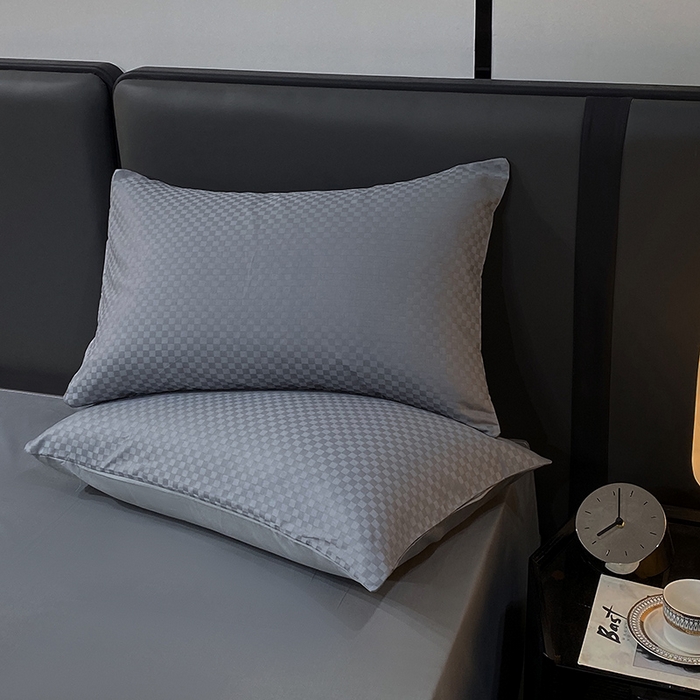 91家纺网 家纺一手货源 找家纺 （总）金鑫汇家纺 2024新款长绒棉提花小方格系列四件套单品系列-单枕套