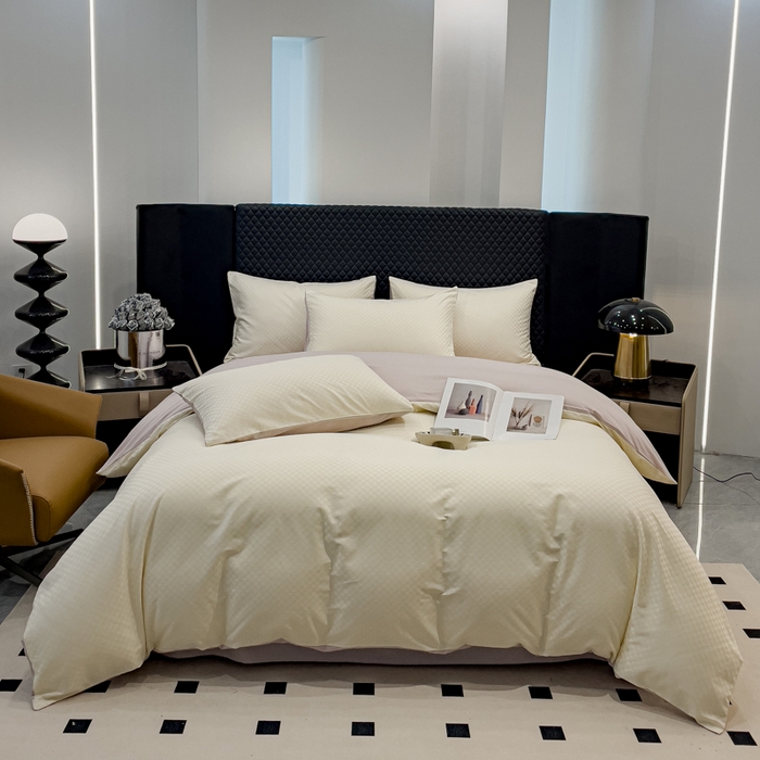 91家纺网 家纺一手货源 找家纺 （总）金鑫汇家纺 2024新款长绒棉提花小方格系列四件套单品系列-单被套