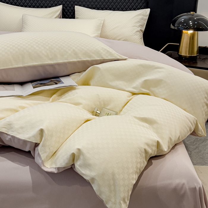 91家纺网 家纺一手货源 找家纺 （总）金鑫汇家纺 2024新款长绒棉提花小方格系列四件套单品系列-单被套