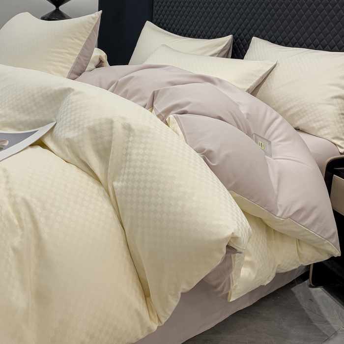 91家纺网 家纺一手货源 找家纺 （总）金鑫汇家纺 2024新款长绒棉提花小方格系列四件套单品系列-单被套