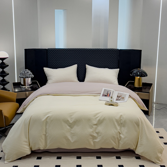 91家纺网 家纺一手货源 找家纺 （总）金鑫汇家纺 2024新款长绒棉提花小方格系列四件套单品系列-单被套