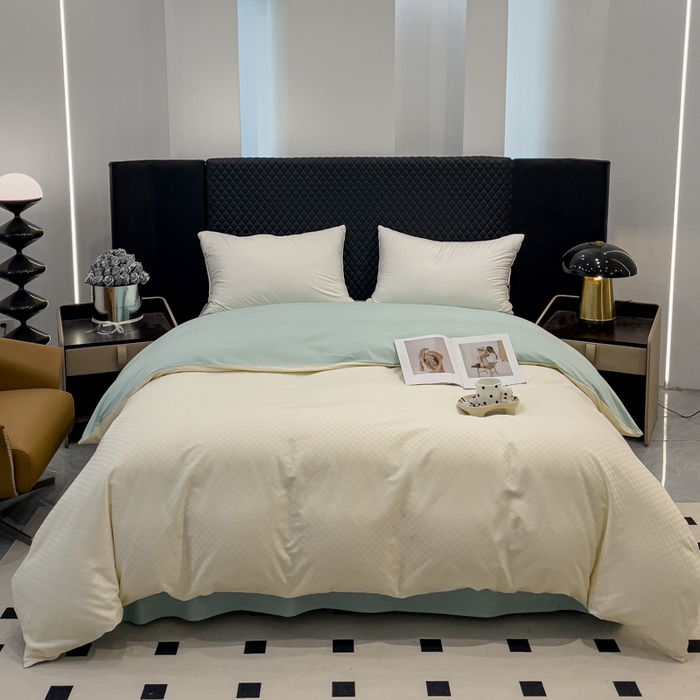 91家纺网 家纺一手货源 找家纺 （总）金鑫汇家纺 2024新款长绒棉提花小方格系列四件套单品系列-单被套