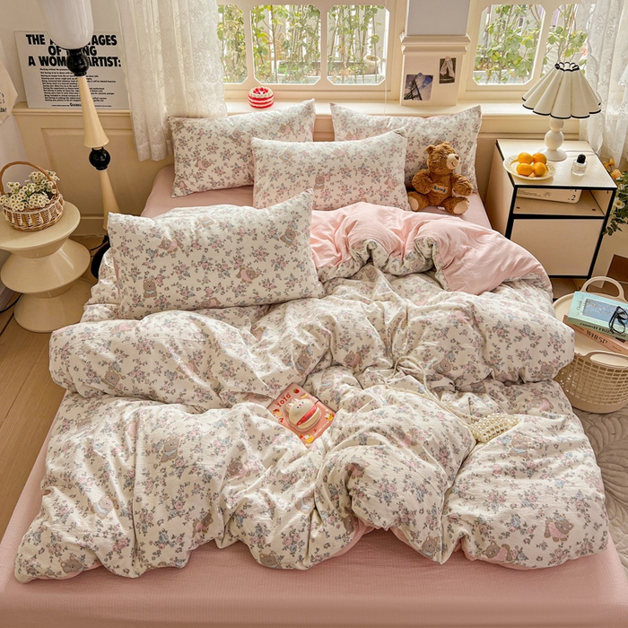 91家纺网 家纺一手货源 找家纺 （总）仟网汇 2025新款云感皱皱纱简单款四件套