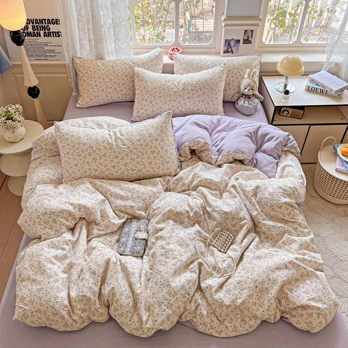 91家纺网 家纺一手货源 找家纺 （总）仟网汇 2025新款云感皱皱纱简单款四件套