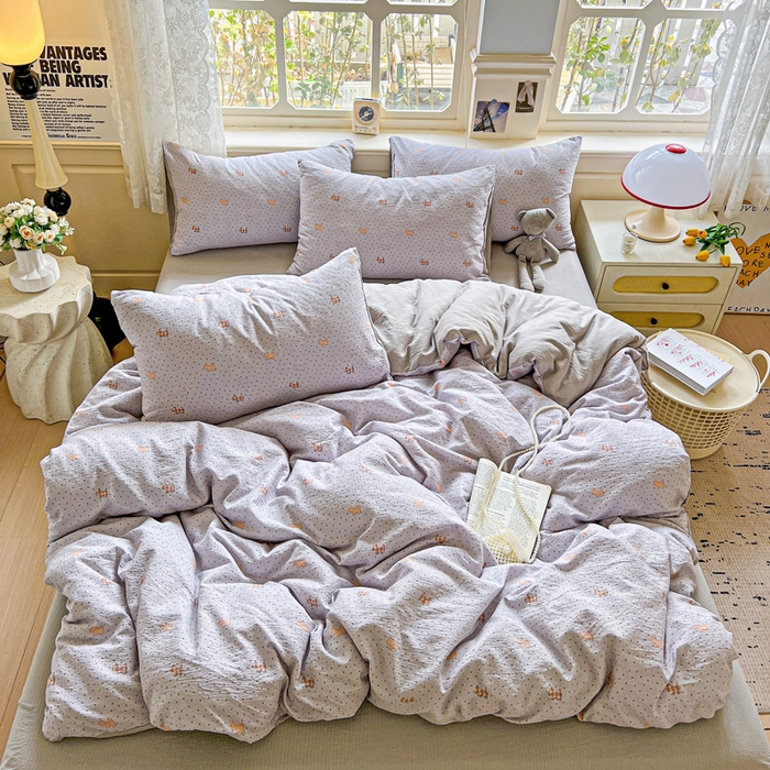 91家纺网 家纺一手货源 找家纺 （总）仟网汇 2025新款云感皱皱纱简单款四件套