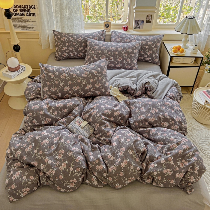 91家纺网 家纺一手货源 找家纺 （总）仟网汇 2025新款云感皱皱纱简单款四件套