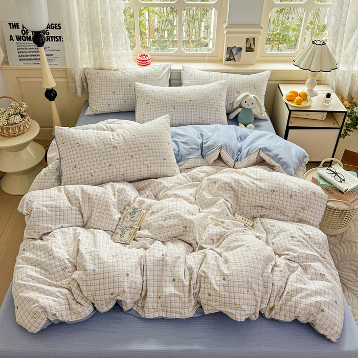 91家纺网 家纺一手货源 找家纺 （总）仟网汇 2025新款云感皱皱纱简单款四件套