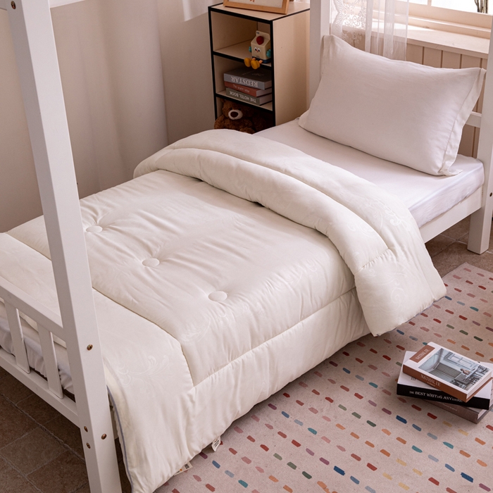 凌云家纺 2025新款亲肤棉提花大豆被春秋被冬被学生大豆被被子被芯 米黄