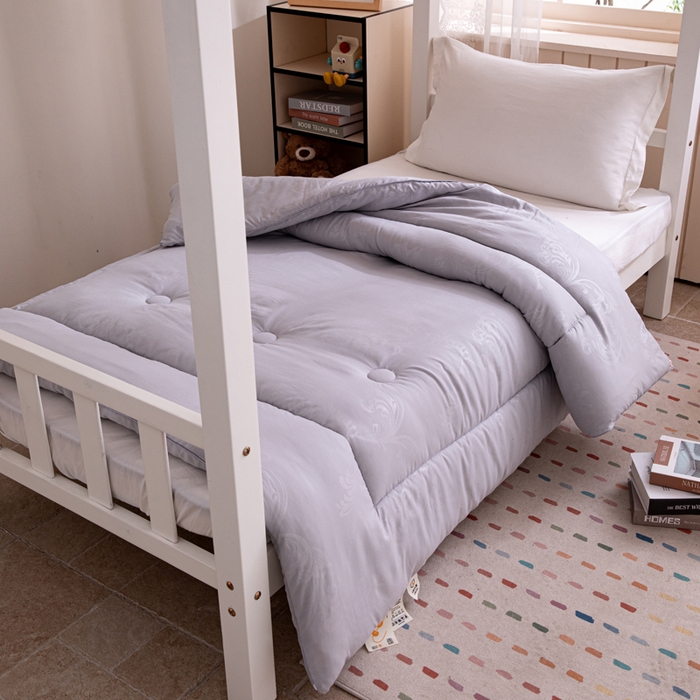 91家纺网 家纺一手货源 找家纺 凌云家纺 2025新款亲肤棉提花大豆被春秋被冬被学生大豆被被子被芯 太空灰