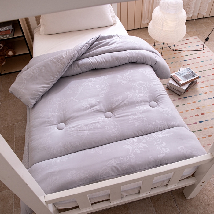 91家纺网 家纺一手货源 找家纺 凌云家纺 2025新款亲肤棉提花大豆被春秋被冬被学生大豆被被子被芯 太空灰