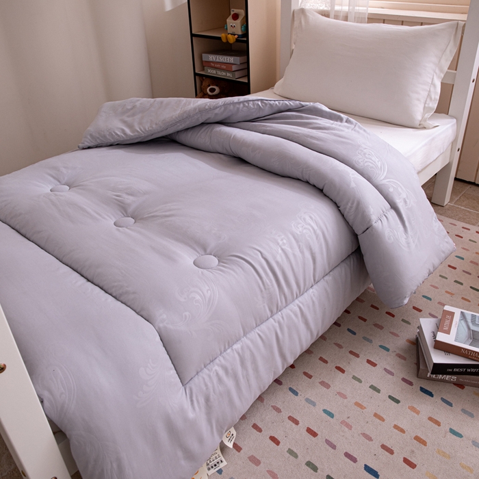 91家纺网 家纺一手货源 找家纺 凌云家纺 2025新款亲肤棉提花大豆被春秋被冬被学生大豆被被子被芯 太空灰