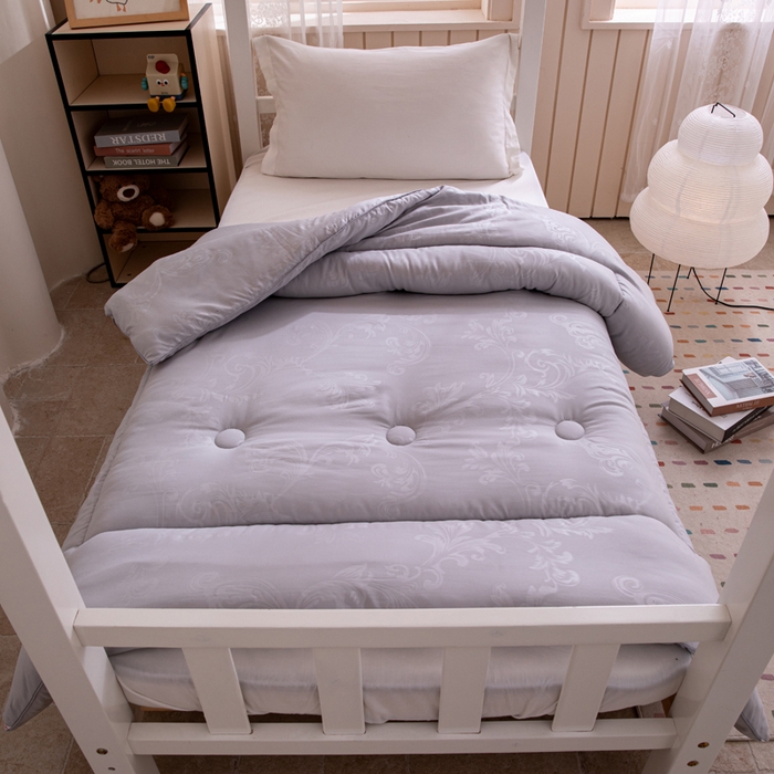 91家纺网 家纺一手货源 找家纺 凌云家纺 2025新款亲肤棉提花大豆被春秋被冬被学生大豆被被子被芯 太空灰