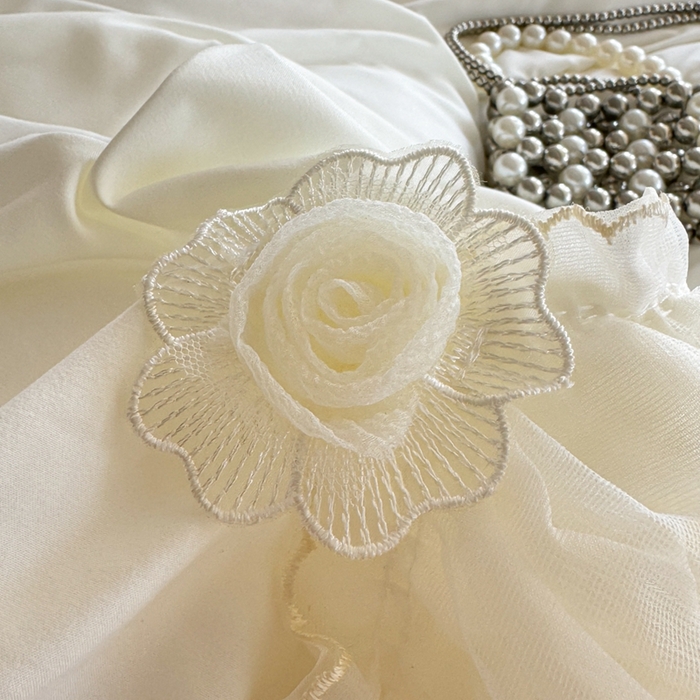 91家纺网 家纺一手货源 找家纺 米可2025新款云朵棉雪纺蕾丝刺绣公主风韩版床裙四件套 艾薇儿~白