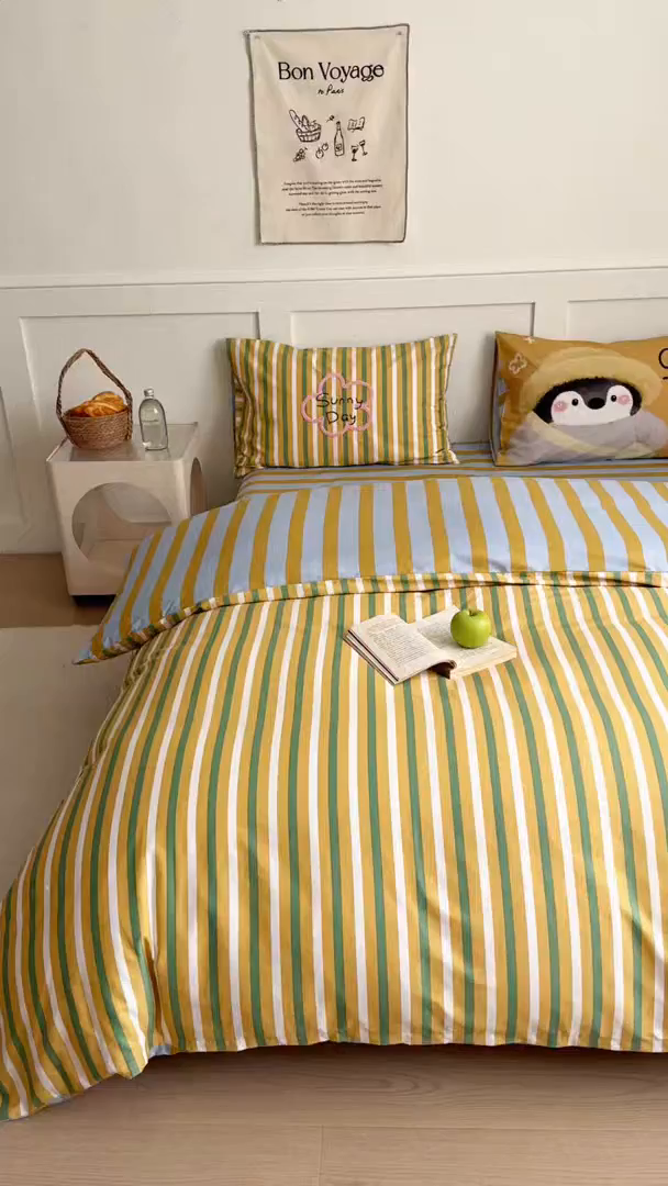 91家纺网 家纺一手货源 找家纺 （总）窝米 2025新品毛巾绣X数码13370全棉卡通系列四件套（水豚 牛角面包）