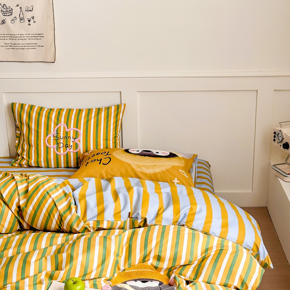 91家纺网 家纺一手货源 找家纺 （总）窝米 2025新品毛巾绣X数码13370全棉卡通系列四件套（水豚 牛角面包）