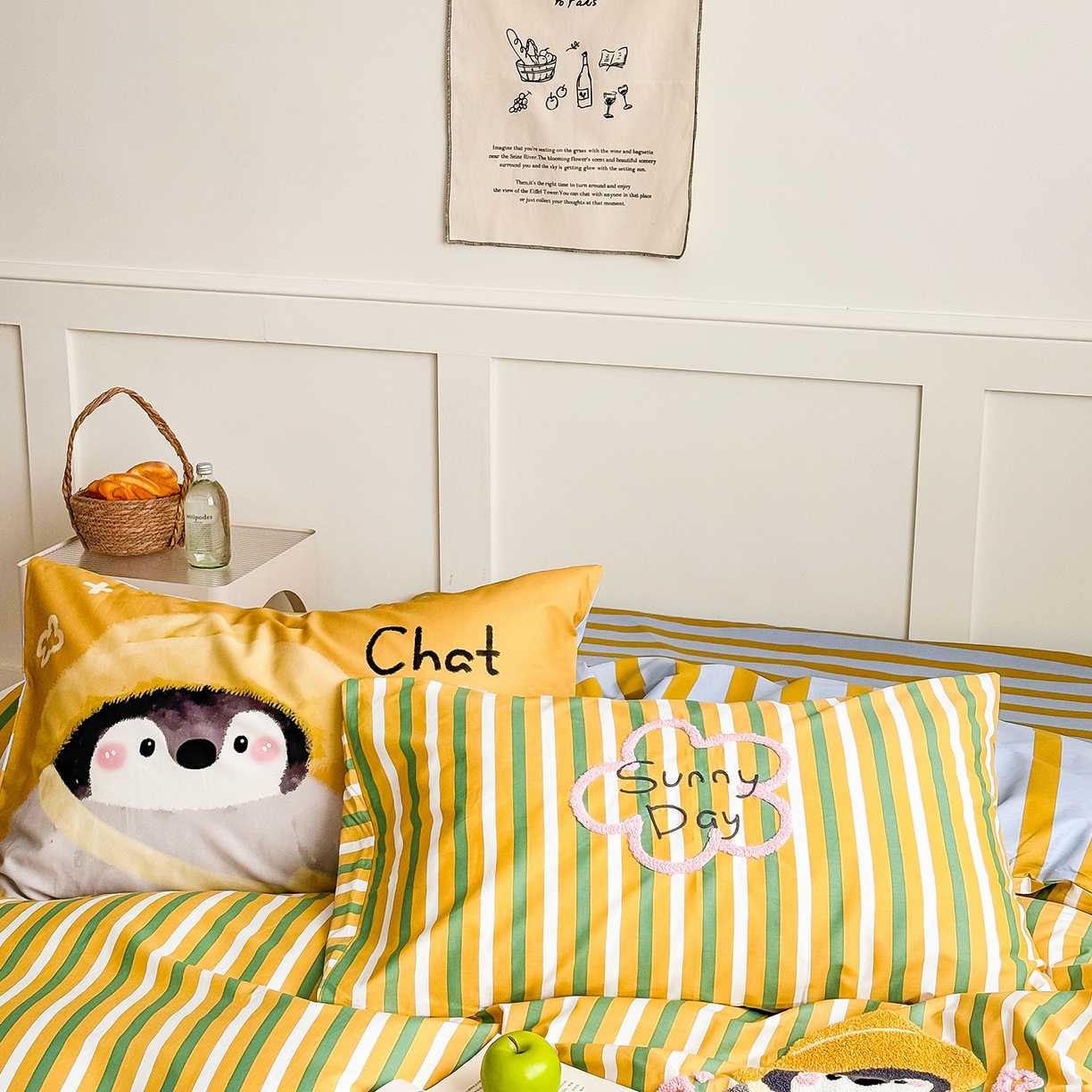 91家纺网 家纺一手货源 找家纺 窝米 2025新品毛巾绣X数码13370全棉卡通系列四件套（水豚 牛角面包） 奥笛哥