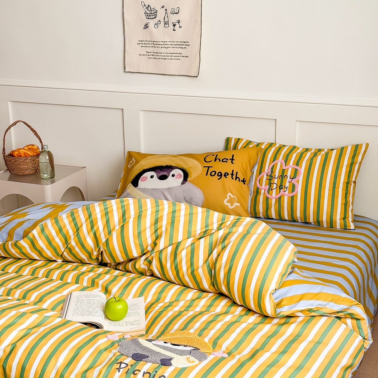 91家纺网 家纺一手货源 找家纺 窝米 2025新品毛巾绣X数码13370全棉卡通系列四件套（水豚 牛角面包） 奥笛哥