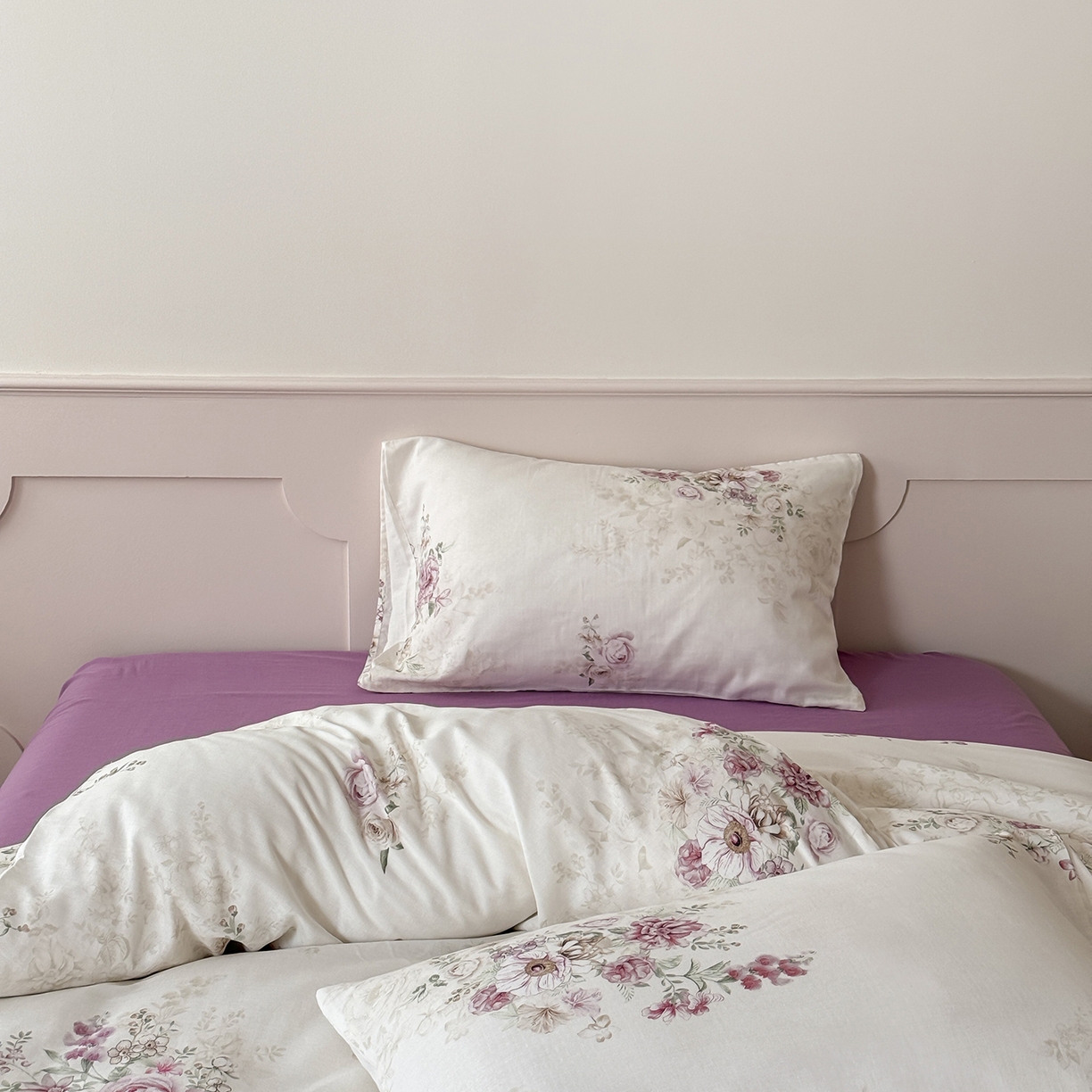 91家纺网 家纺一手货源 找家纺 窝米 2025新品全棉双层纱法式风花卉四件套系列（蔷薇绿 月丹） 梦澜