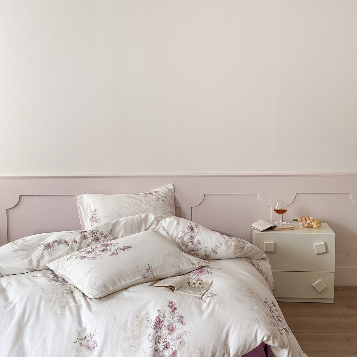 91家纺网 家纺一手货源 找家纺 窝米 2025新品全棉双层纱法式风花卉四件套系列（蔷薇绿 月丹） 梦澜