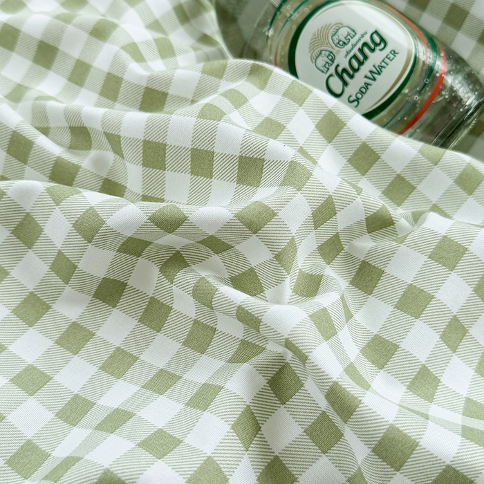 91家纺网 家纺一手货源 找家纺 十一家居 2025春夏新款ins风A类亲肤水洗棉贝壳绣格子四件套——暮光系列 草绿小格