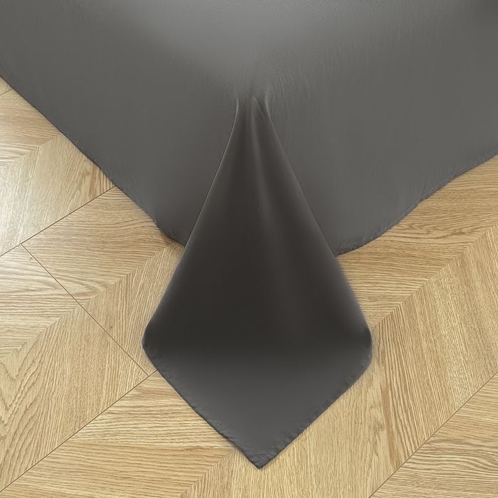 91家纺网 家纺一手货源 找家纺 十一家居 2025春夏新款ins风A类亲肤水洗棉贝壳绣格子四件套——暮光系列 灰黑小格