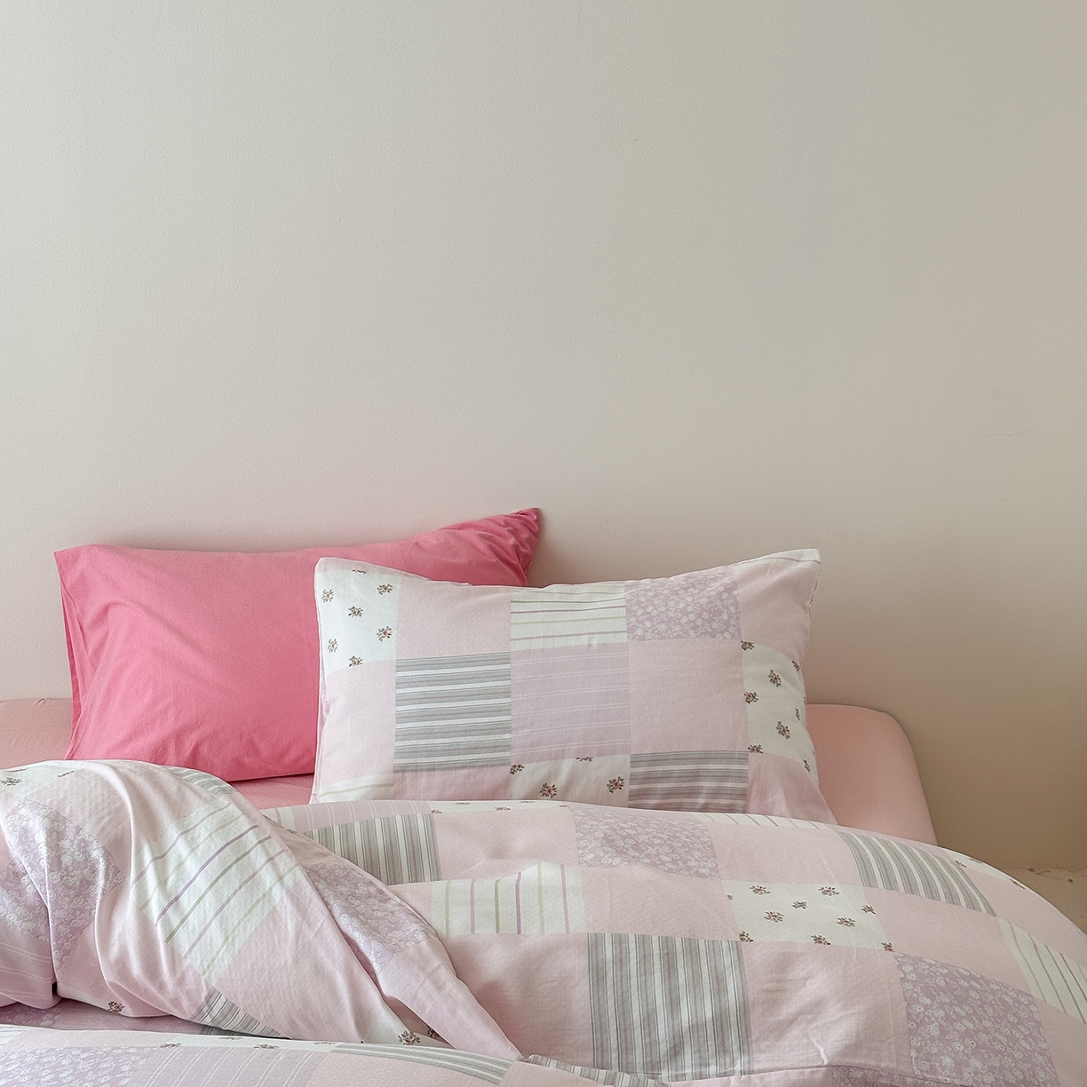 91家纺网 家纺一手货源 找家纺 窝米 2025新品全棉双层纱法式风花卉四件套系列（蔷薇绿 月丹） 少女心事