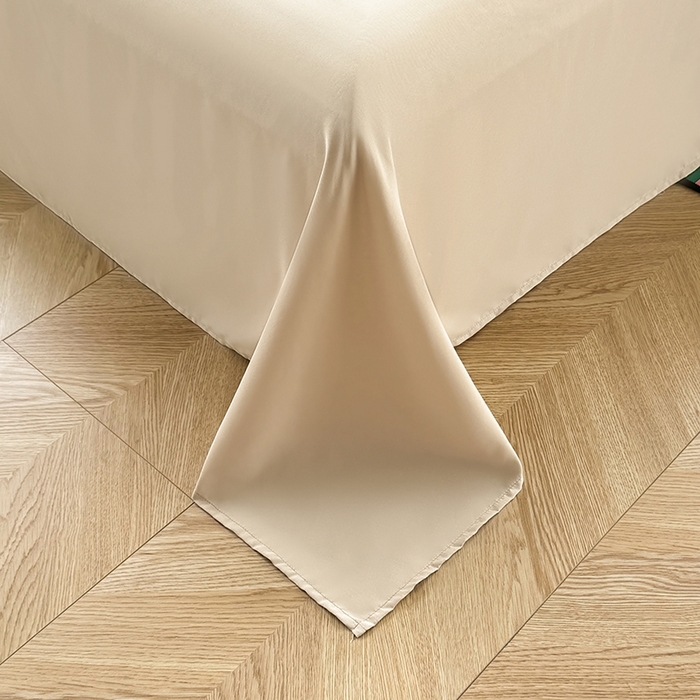 91家纺网 家纺一手货源 找家纺 十一家居 2025春夏新款ins风A类亲肤水洗棉贝壳绣格子四件套——暮光系列 浅咖小格