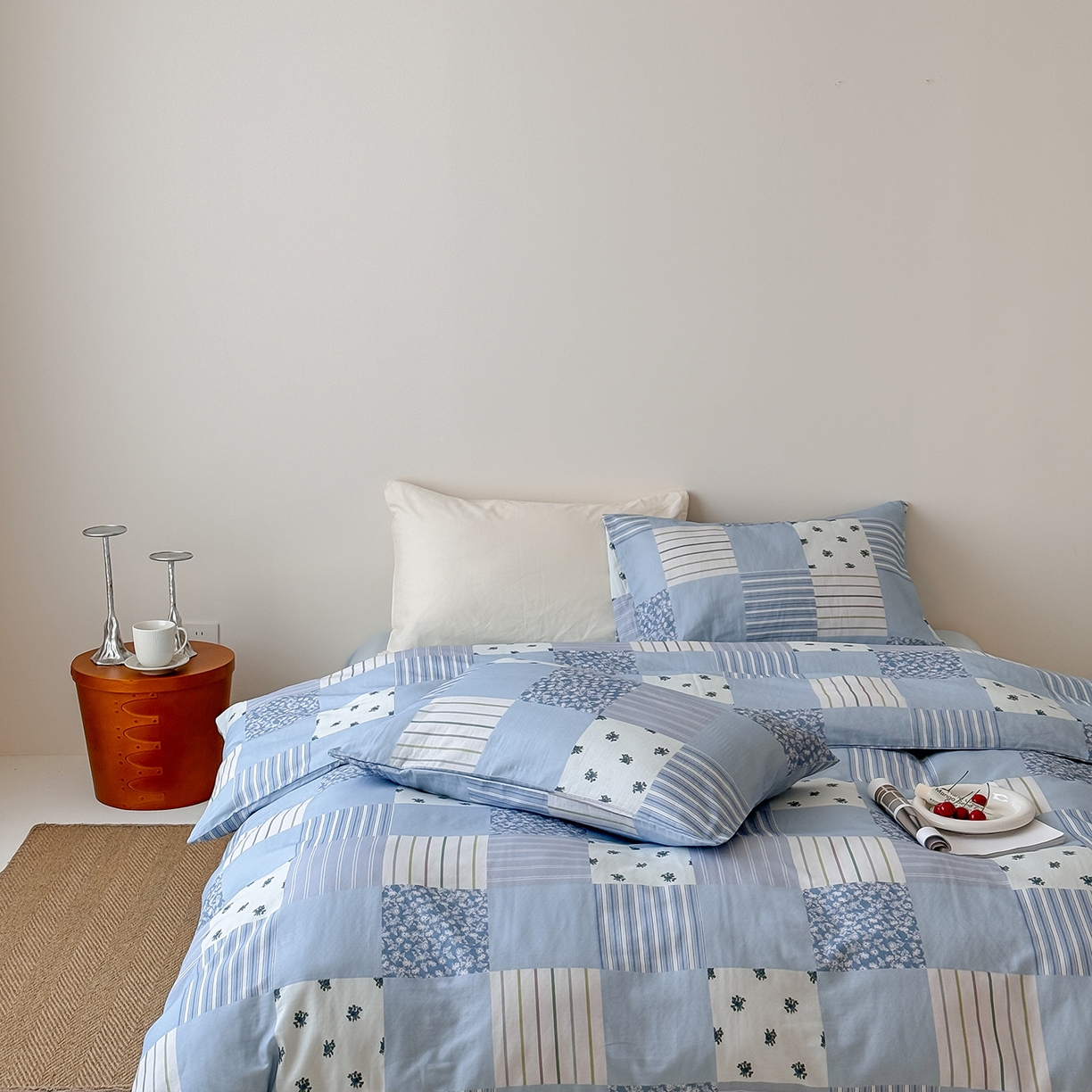 91家纺网 家纺一手货源 找家纺 窝米 2025新品全棉双层纱法式风花卉四件套系列（蔷薇绿 月丹） 少女心事 兰