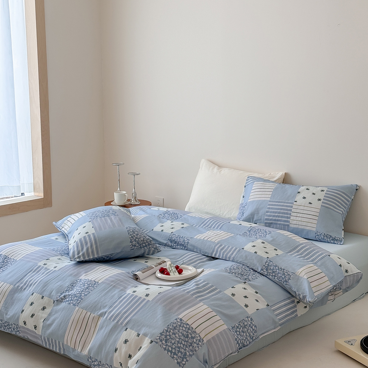 91家纺网 家纺一手货源 找家纺 窝米 2025新品全棉双层纱法式风花卉四件套系列（蔷薇绿 月丹） 少女心事 兰