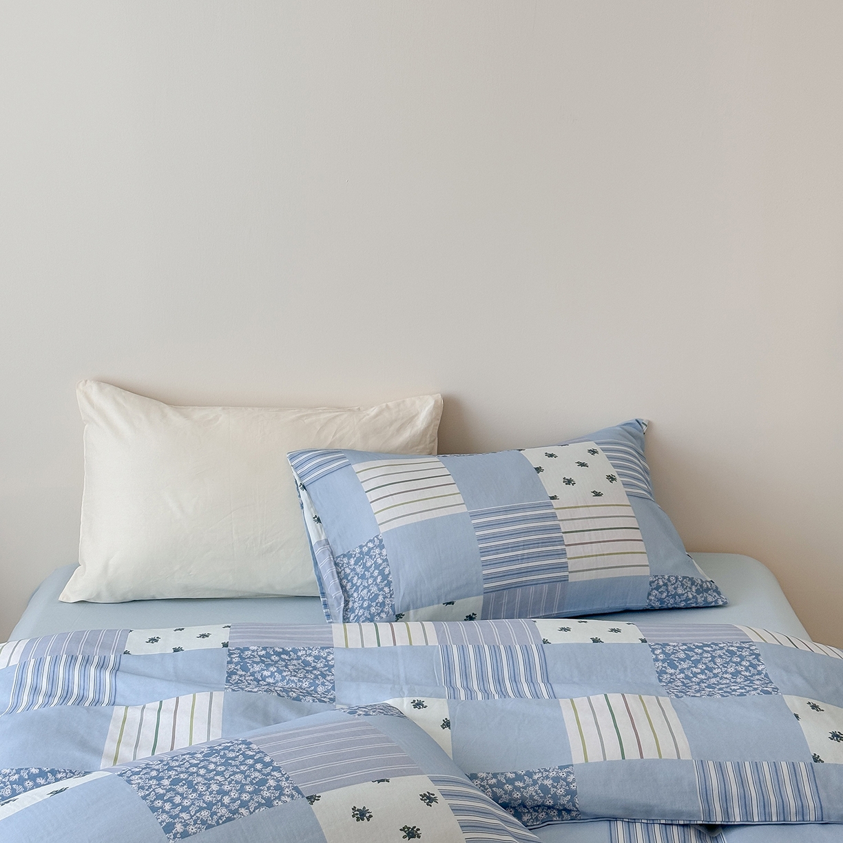 91家纺网 家纺一手货源 找家纺 窝米 2025新品全棉双层纱法式风花卉四件套系列（蔷薇绿 月丹） 少女心事 兰