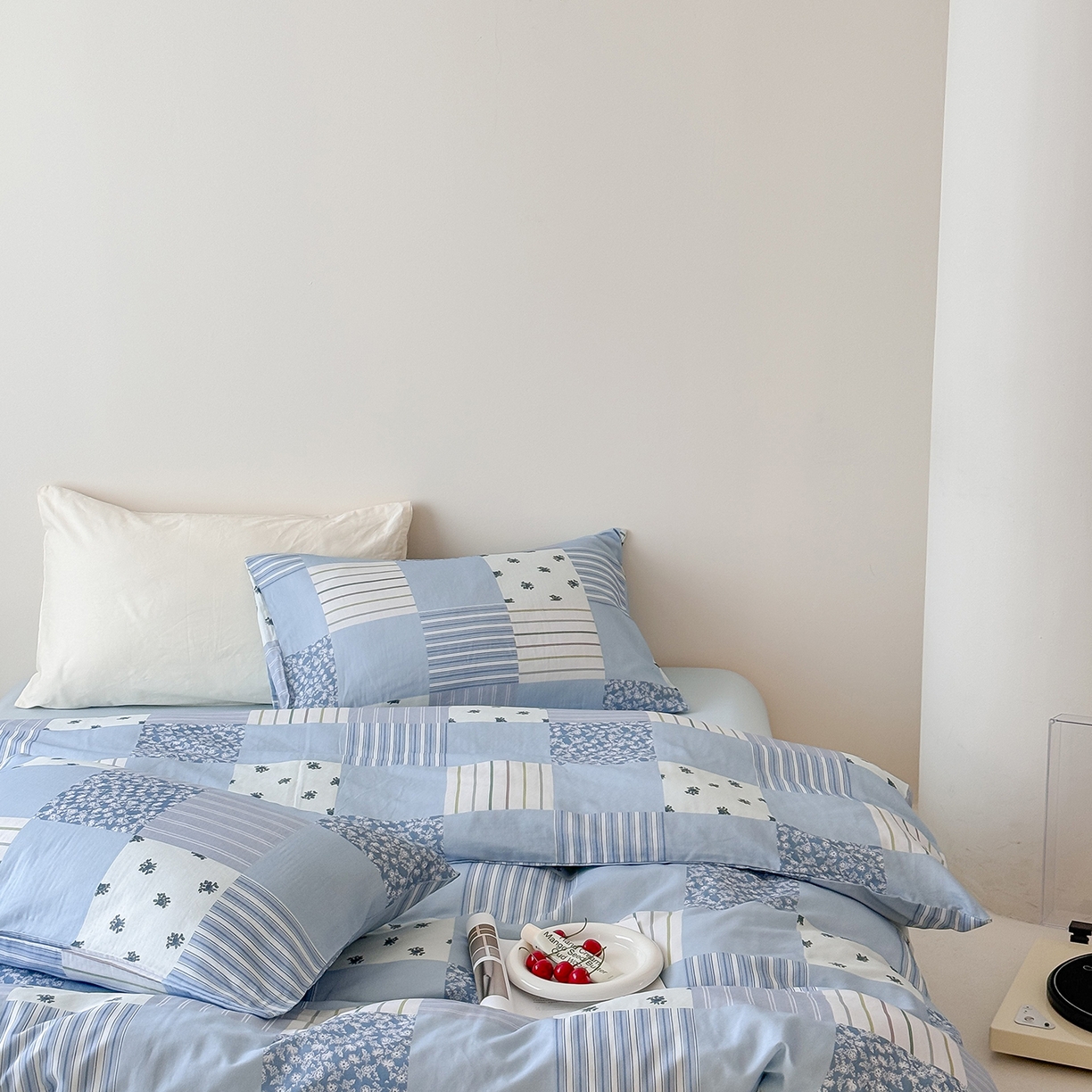 91家纺网 家纺一手货源 找家纺 窝米 2025新品全棉双层纱法式风花卉四件套系列（蔷薇绿 月丹） 少女心事 兰