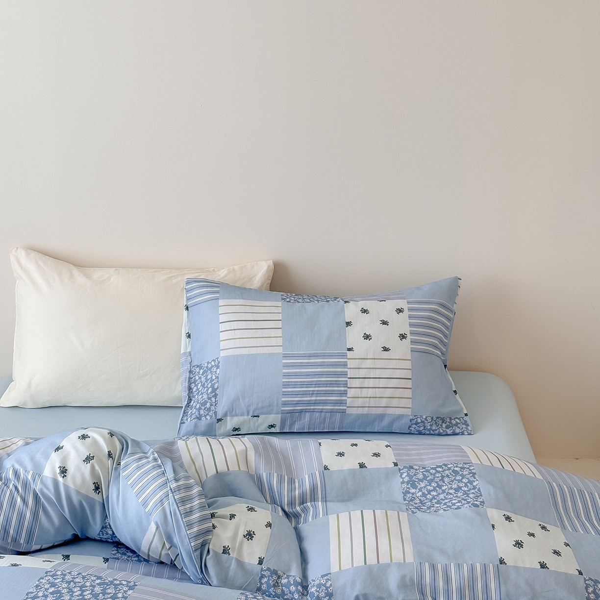 91家纺网 家纺一手货源 找家纺 窝米 2025新品全棉双层纱法式风花卉四件套系列（蔷薇绿 月丹） 少女心事 兰