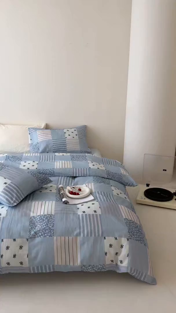 91家纺网 家纺一手货源 找家纺 窝米 2025新品全棉双层纱法式风花卉四件套系列（蔷薇绿 月丹） 少女心事 兰