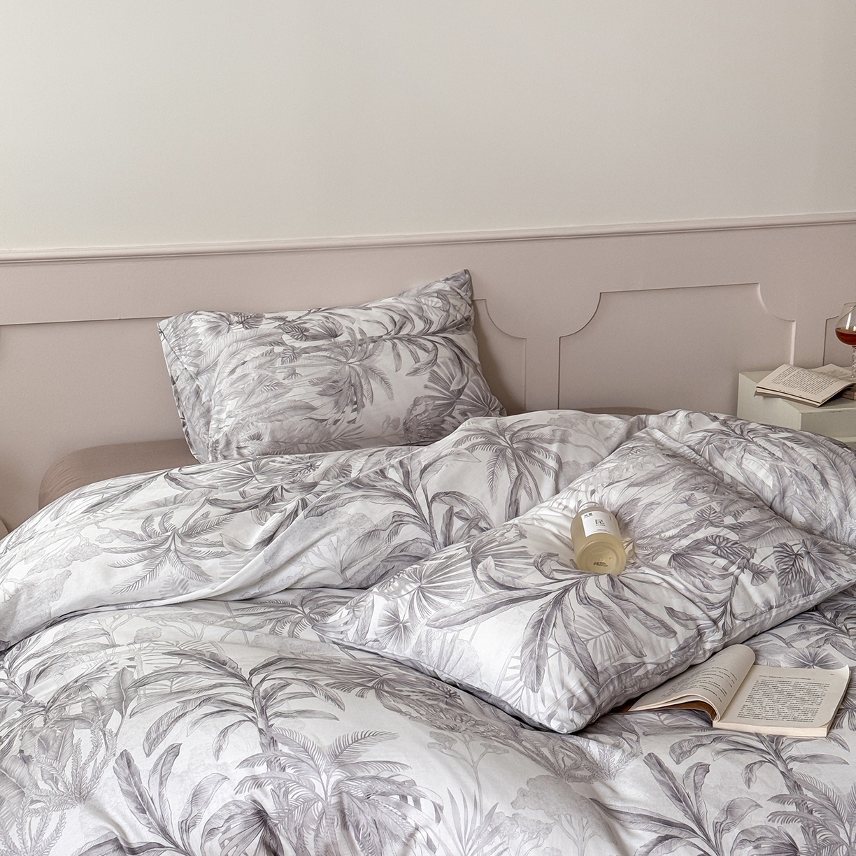 91家纺网 家纺一手货源 找家纺 窝米 2025新品全棉双层纱法式风花卉四件套系列（蔷薇绿 月丹） 树远