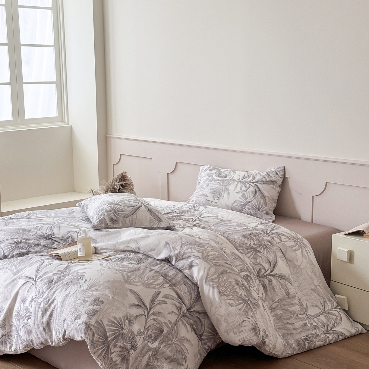 91家纺网 家纺一手货源 找家纺 窝米 2025新品全棉双层纱法式风花卉四件套系列（蔷薇绿 月丹） 树远