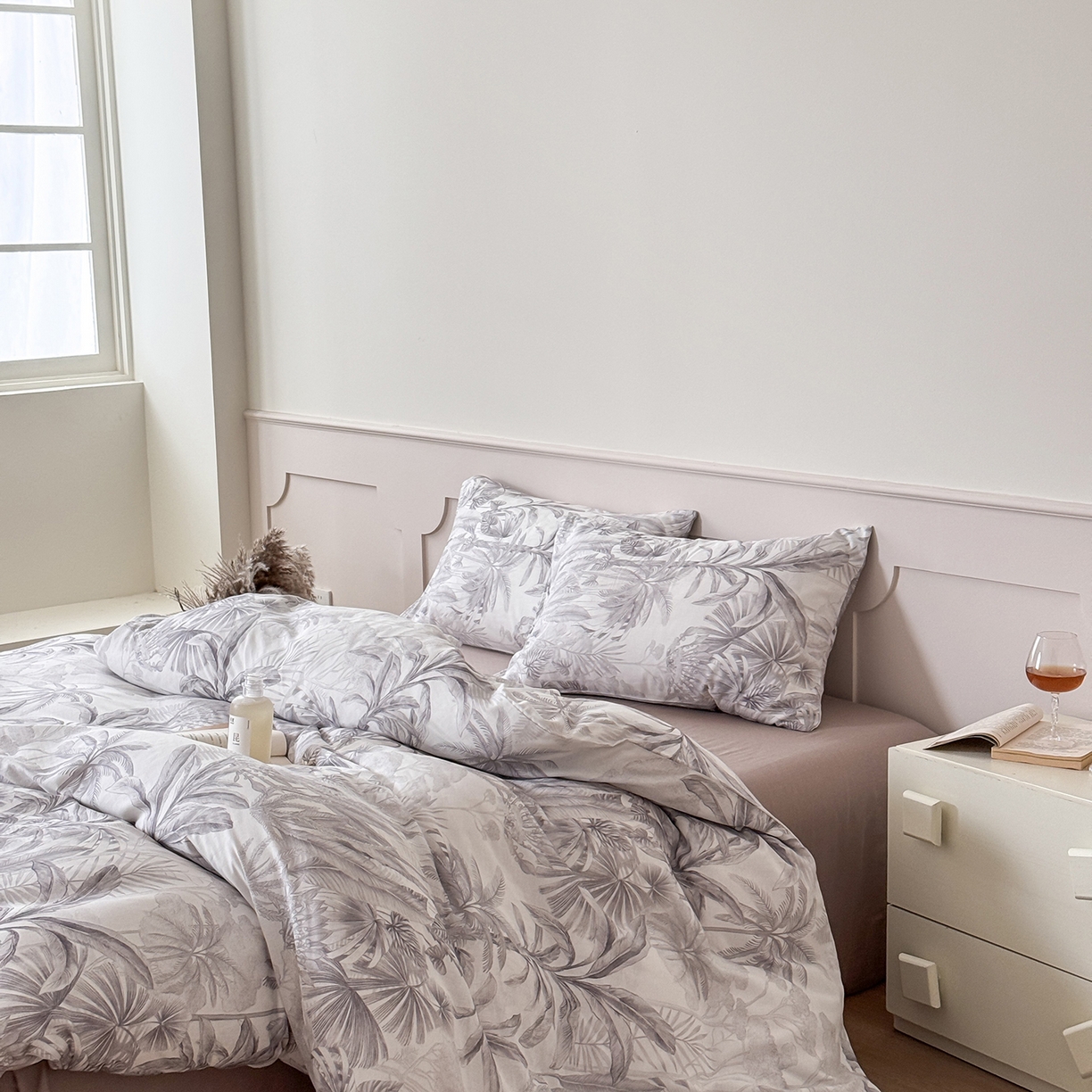 91家纺网 家纺一手货源 找家纺 窝米 2025新品全棉双层纱法式风花卉四件套系列（蔷薇绿 月丹） 树远